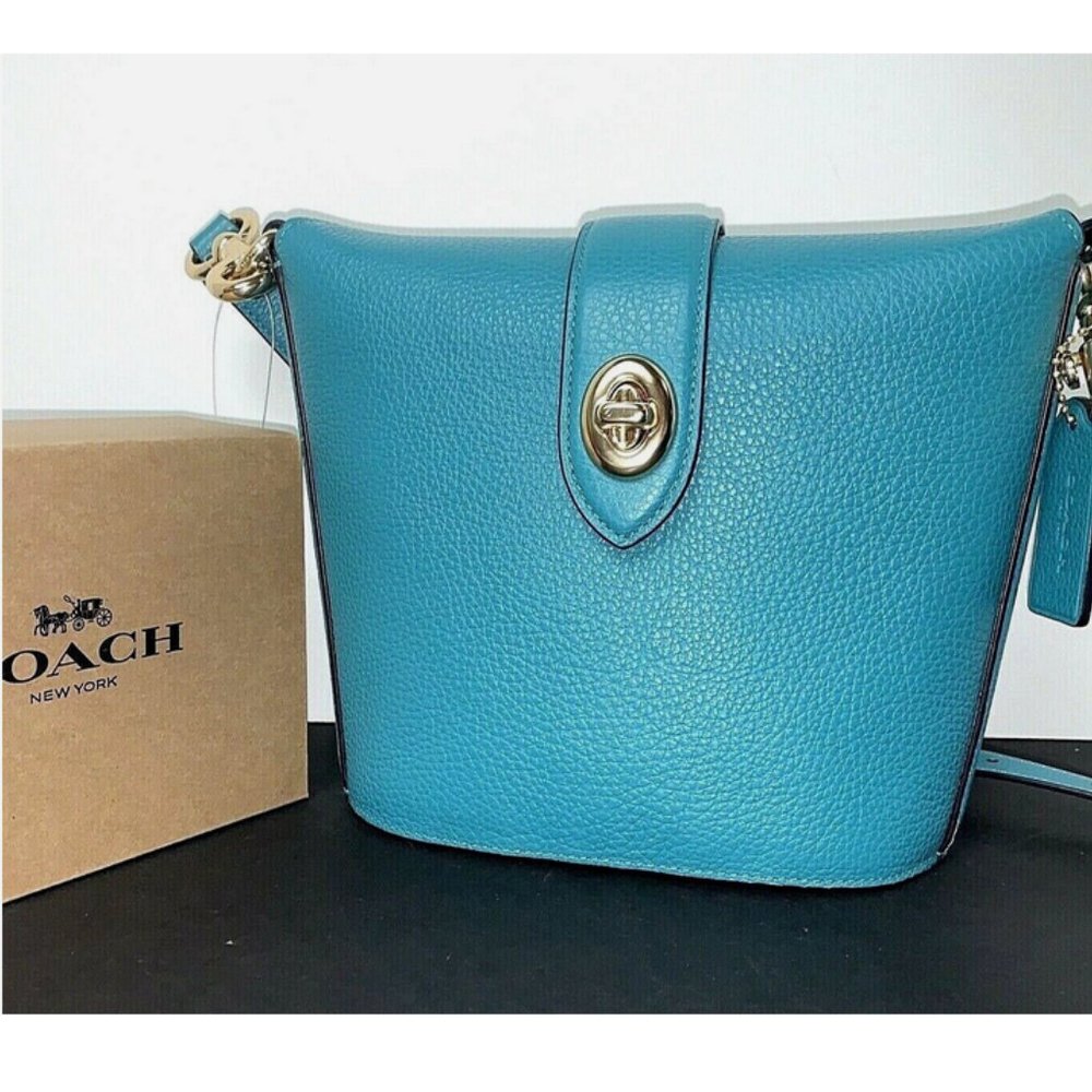 New Coach Pebble Leather Addie Crossbody Teal C2814 Gem